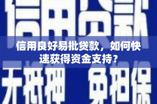 港闸信用良好易批贷款，如何快速获得资金支持？