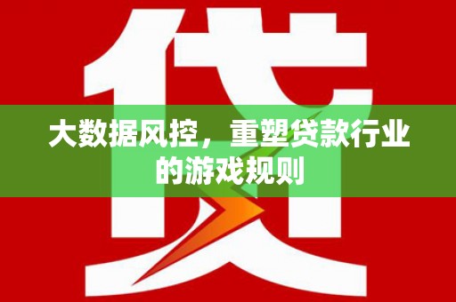 和县大数据风控，重塑贷款行业的游戏规则