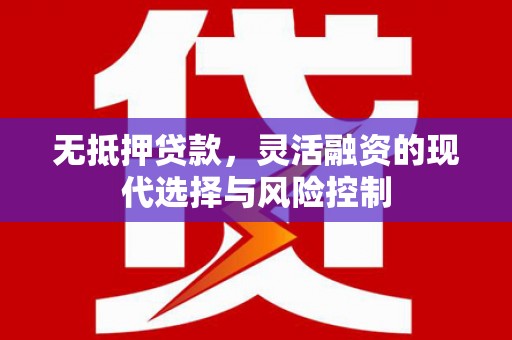 汇川无抵押贷款，灵活融资的现代选择与风险控制